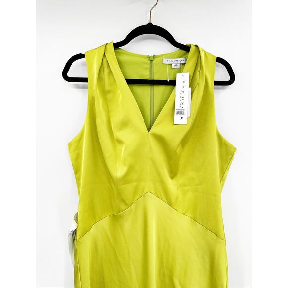 Kay Unger Fallon Halter V Neck Gown Chartreuse Size 12 NWT - Picture 6 of 8